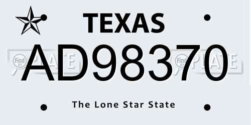 AD98370 Texas License Plate