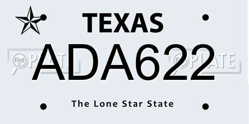 ADA622 Texas License Plate