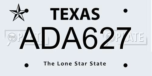 ADA627 Texas License Plate