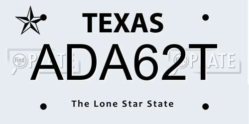 ADA62T Texas License Plate