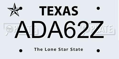 ADA62Z Texas License Plate