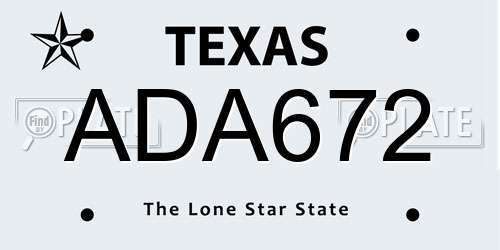 ADA672 Texas License Plate
