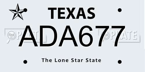 ADA677 Texas License Plate
