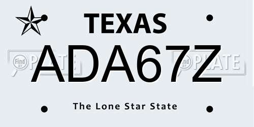 ADA67Z Texas License Plate