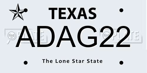 ADAG22 Texas License Plate