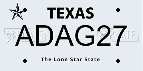 ADAG27 Texas License Plate