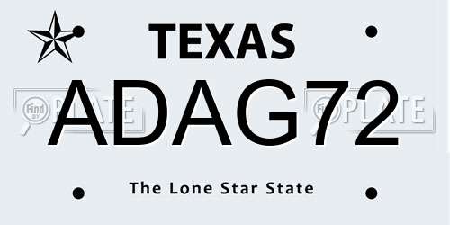 ADAG72 Texas License Plate