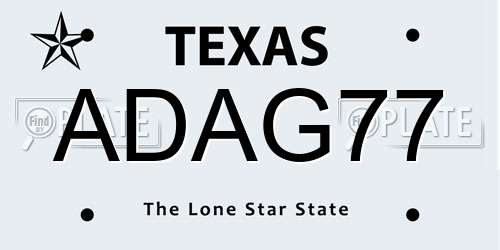 ADAG77 Texas License Plate