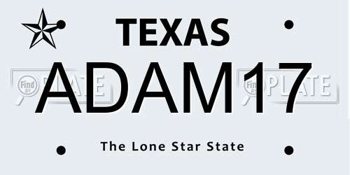 ADAM17 Texas License Plate