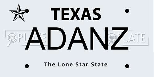 ADANZ Texas License Plate