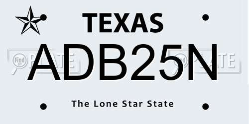 ADB25N Texas License Plate