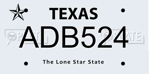 ADB524 Texas License Plate