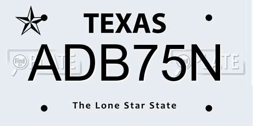ADB75N Texas License Plate