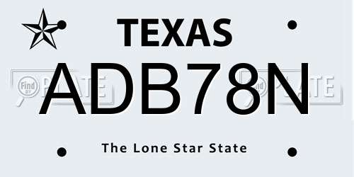 ADB78N Texas License Plate