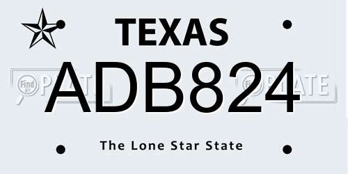 ADB824 Texas License Plate