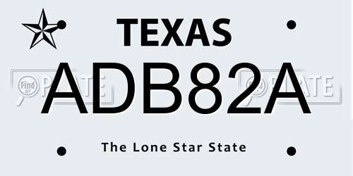 ADB82A Texas License Plate