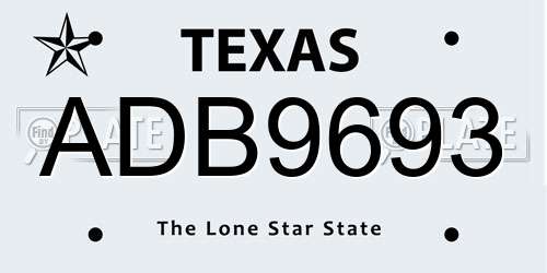 ADB9693 Texas License Plate