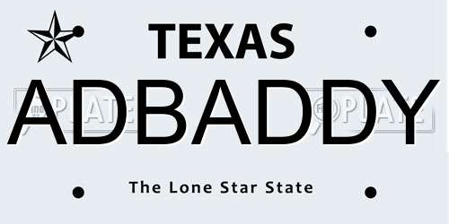 ADBADDY Texas License Plate