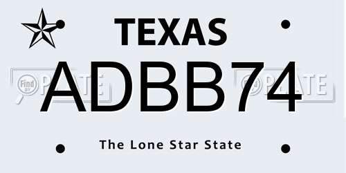 ADBB74 Texas License Plate
