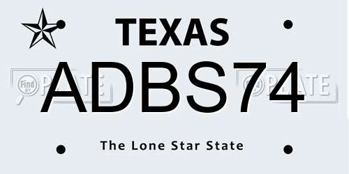 ADBS74 Texas License Plate