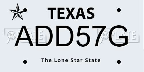 ADD57G Texas License Plate