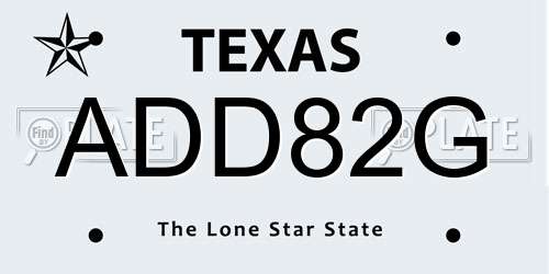 ADD82G Texas License Plate