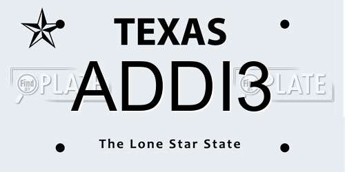 ADDI3 Texas License Plate