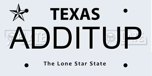 ADDITUP Texas License Plate