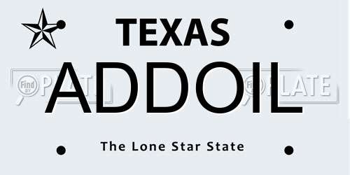 ADDOIL Texas License Plate