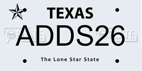 ADDS26 Texas License Plate