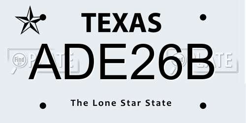 ADE26B Texas License Plate