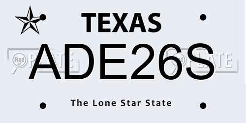 ADE26S Texas License Plate