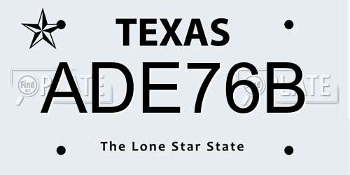 ADE76B Texas License Plate