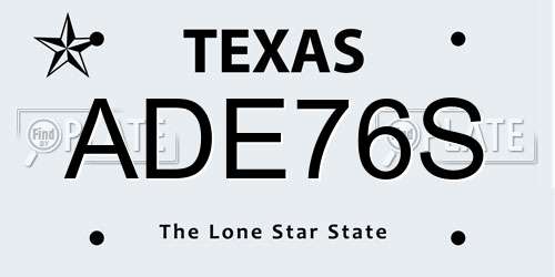 ADE76S Texas License Plate