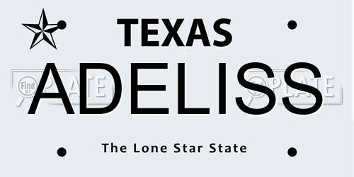 ADELISS Texas License Plate