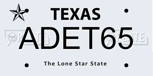 ADET65 Texas License Plate