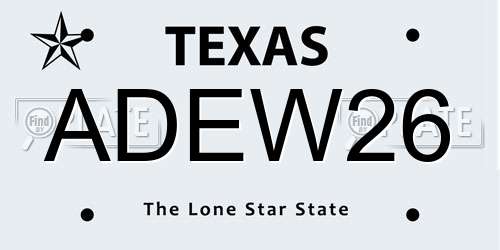 ADEW26 Texas License Plate
