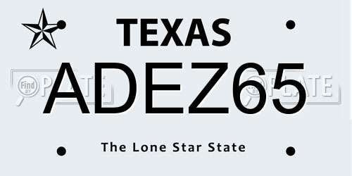 ADEZ65 Texas License Plate