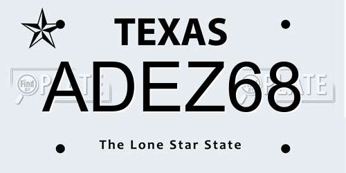 ADEZ68 Texas License Plate