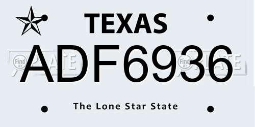 ADF6936 Texas License Plate