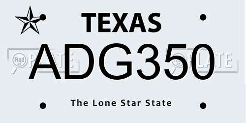 ADG350 Texas License Plate