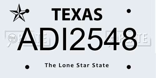 ADI2548 Texas License Plate
