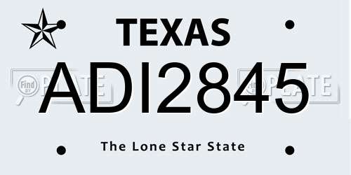 ADI2845 Texas License Plate