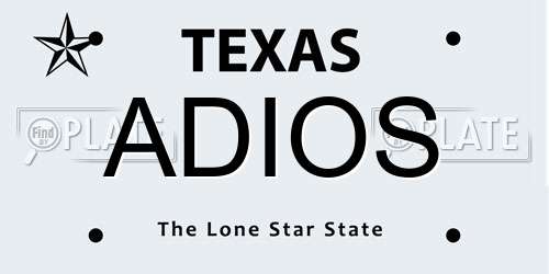 ADIOS Texas License Plate