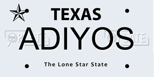 ADIYOS Texas License Plate