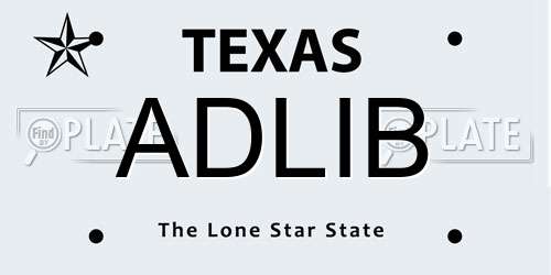 ADLIB Texas License Plate