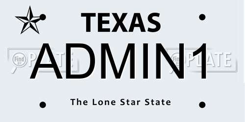 ADMIN1 Texas License Plate