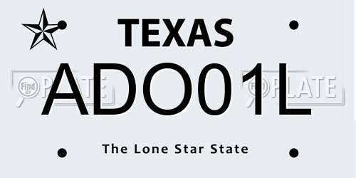 ADO01L Texas License Plate