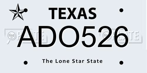 ADO526 Texas License Plate
