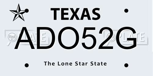 ADO52G Texas License Plate